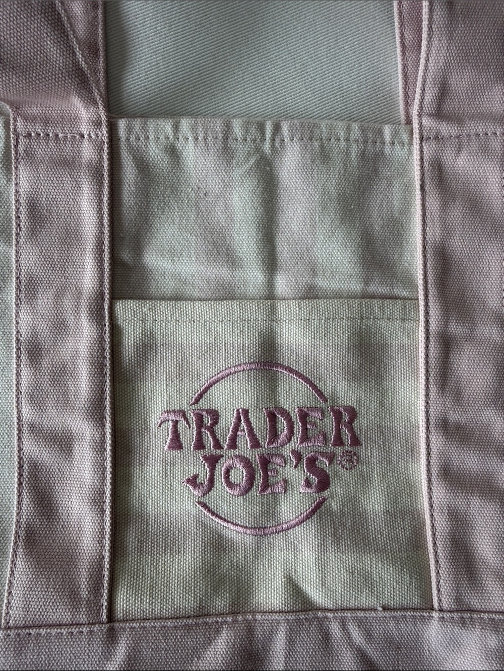 Trader Joe's Pink Canvas Tote Bag with Contrast Trim - Picture 3 of 6